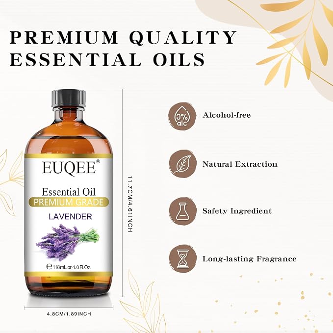 EUQEE Lavender Essential Oil 118mL Pure Lavender Oil Large Capacity Essential - Image 5