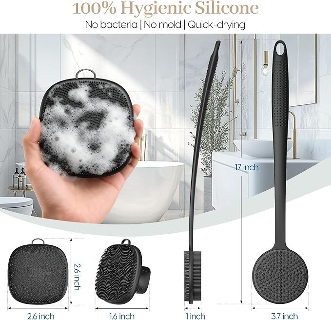 Back Scrubber for Shower & Face Scrubber, Soft Body & Facial Cleansing Scrubber - Image 6