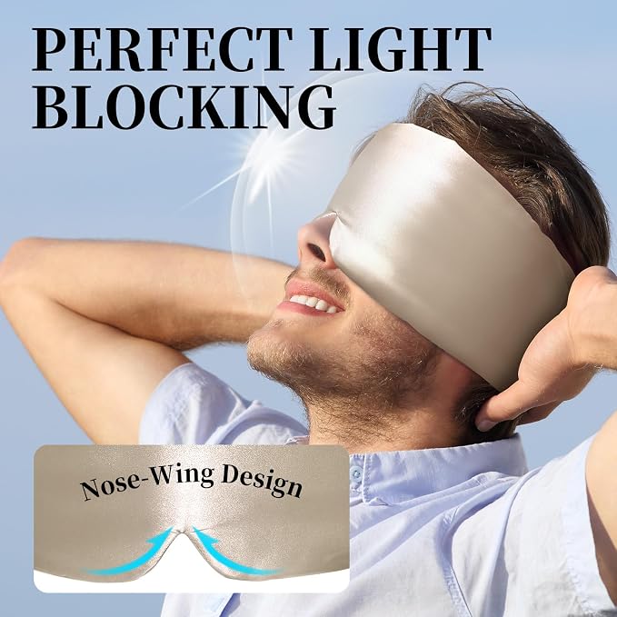 100% Mulberry Silk Sleep Mask, Large Eye Cover - Image 4