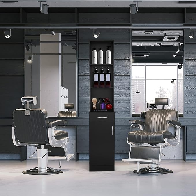 mefeir Salon Station, Barber Hair Stylist Storage Cabinet - Image 2