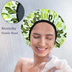 Satin Shower Cap, Three-Layer Terry Cloth Lined, - Image 6