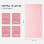 REDKISS 4 Pack Microfiber Bath Towels - Image 2