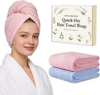Microfiber Hair Towel Wrap for Women, 2 Pack Large Fast Drying Hair Towel by Unknown