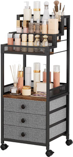 Display Riser Stand Perfume Cologne Organizer, 13in Rolling Makeup Storage Cart by HomeLivingStorageOrganizer