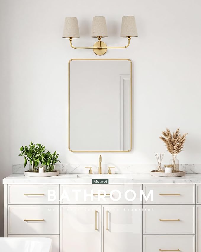 3-Light Bathroom Light Fixtures, Brushed Gold Vanity Lights - Image 6