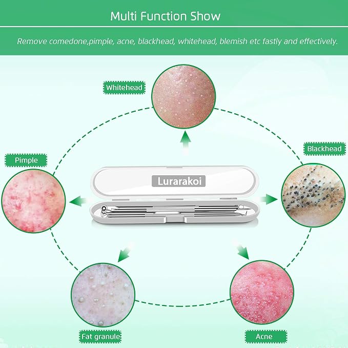 5PCS Blackhead Remover Comedone Extractor, Curved Blackhead Tweezers Kit - Image 6