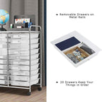 Giantex Storage Drawer Carts, 20-Drawer Organizer, Utility Cart on Wheels - Image 6