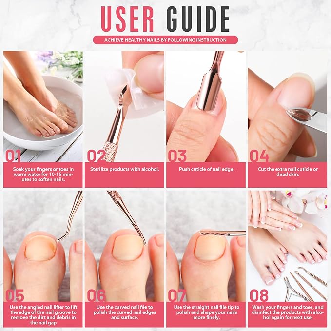 FANDAMEI Nail Care Kit, Nail Cuticle Nippers, Ingrown Toenail Tools Kit - Image 7
