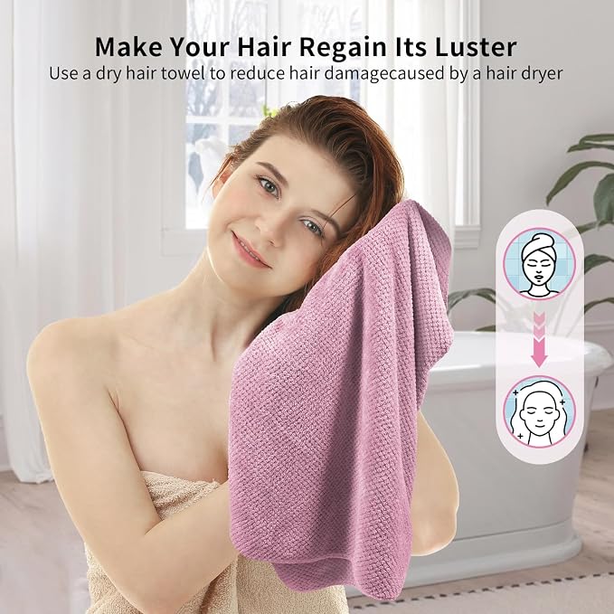 my novel things 2 Pack Extra Large Microfiber Hair Towel, 37.4" x 26.4" Towel - Image 5