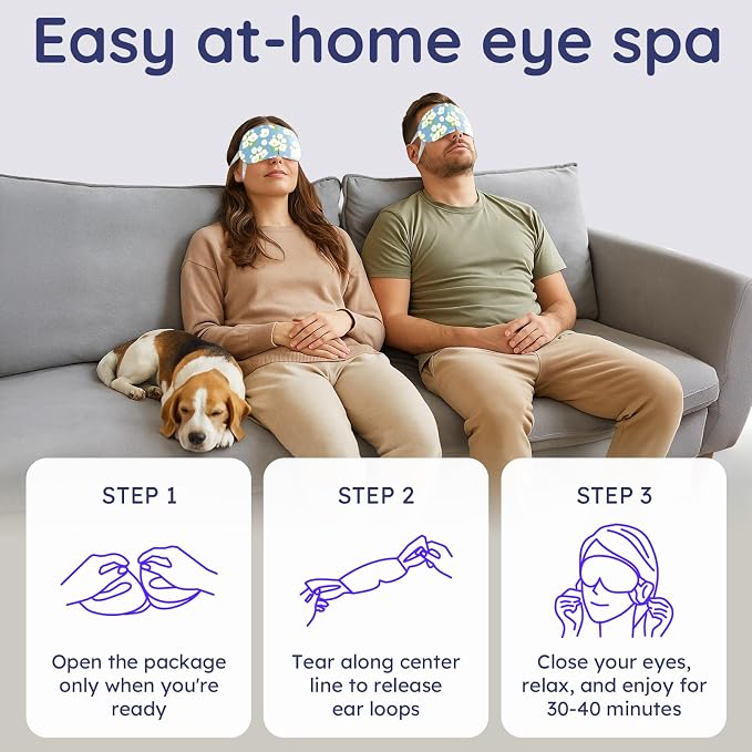 16 Pack Jasmine Steam Eye Mask for Dryness, Strain & Relaxation, Heated Eye - Image 4