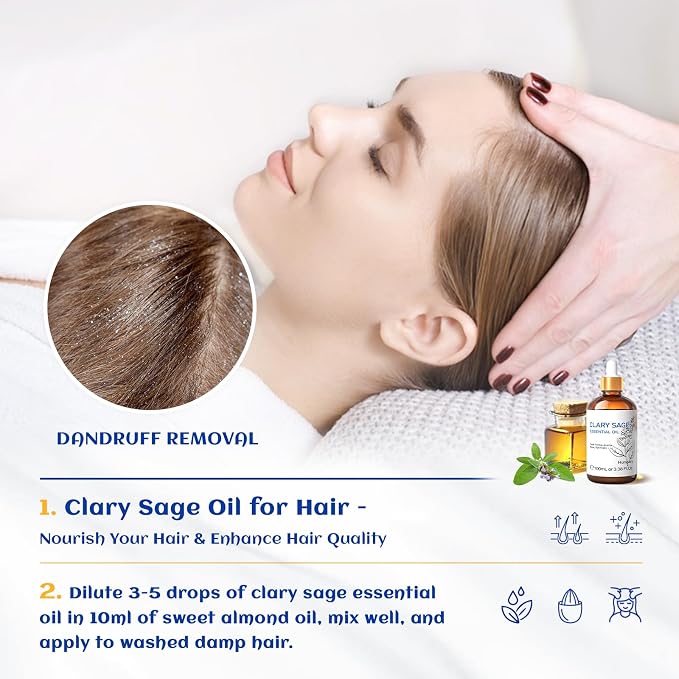 HIQILI Clary Sage Oil Essential, Herbal Sooth Aroma in Diffuse, Meditation - Image 3