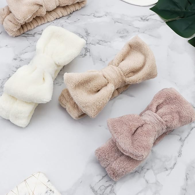 WHAVEL 6 Pack Spa Makeup and Facial Microfiber Bow Headbands - Image 5