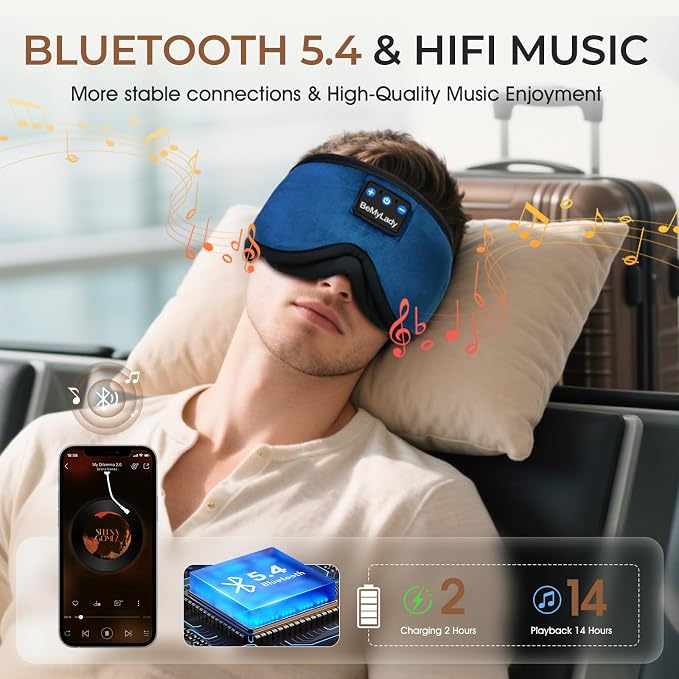 Sleep mask Headphones, 100% Blackout 3D Zero Eye Pressure Bluetooth Sleep mask - Image 5