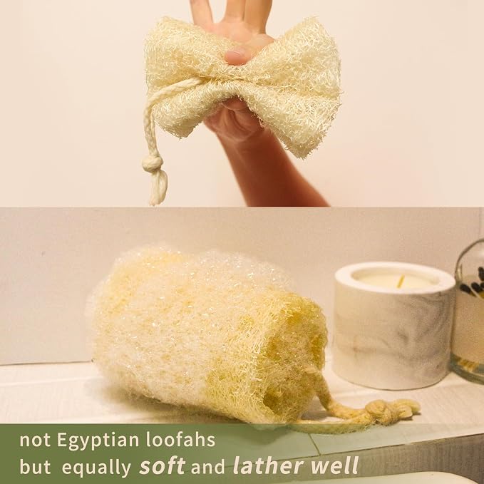 4.7" Natural Loofah Exfoliating Body Scrubber, Real Luffa Sponge - Image 2