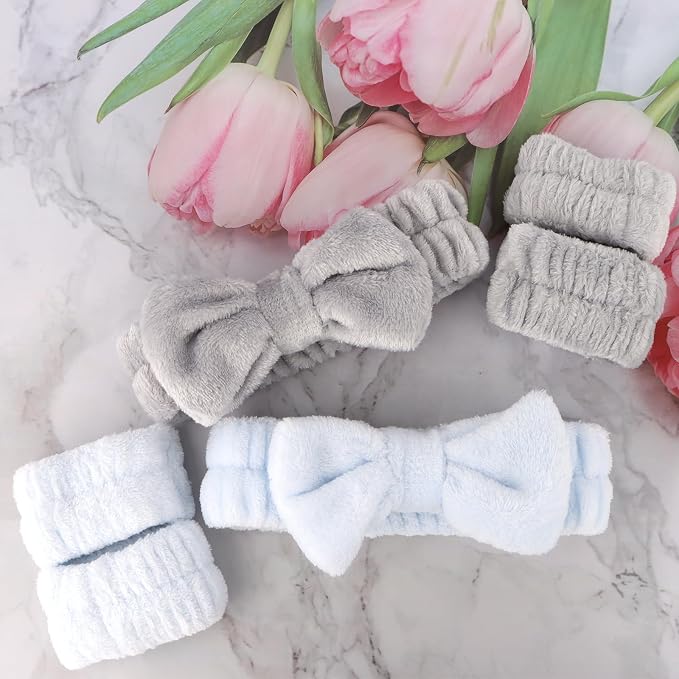 WHAVEL 6PCS Spa Headband and Wristbands Set, Face Wash Headband Wrist Bands - Image 8