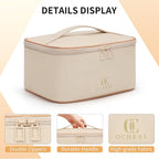 OCHEAL Beige Makeup Bag, Travel Makeup Organizer Bag, Large Capacity Cosmetic - Image 6
