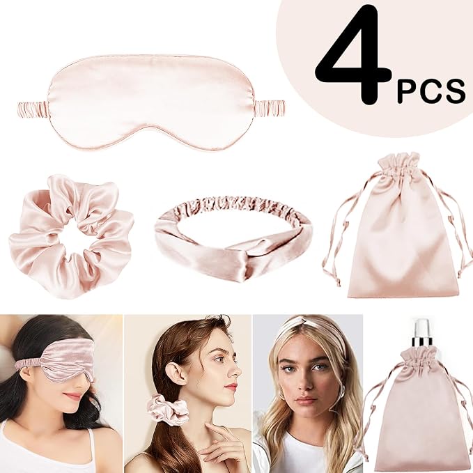 4Pcs Silk Sleep Masks Satin Eye Mask Silky Eyes Cover Blindfold Eyeshade - Image 2