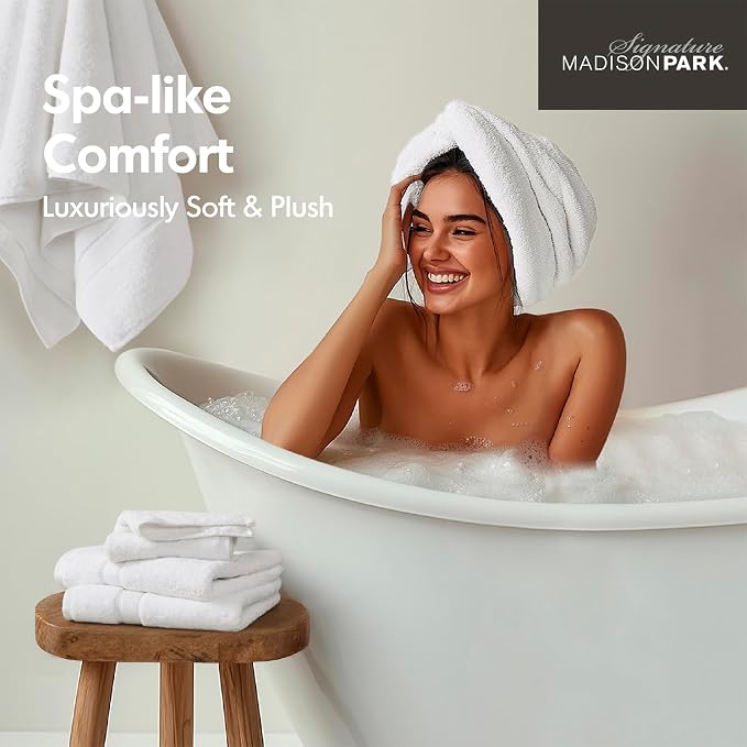 Madison Park 800GSM Bathroom Towel Set of 8 100% Cotton Bath Towel Set - Image 5