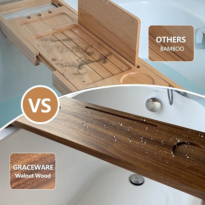 Walnut Bathtub Tray, Luxury Bath Tray - Image 5