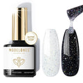 modelones Glitter Gel Top Coat, Reflective Iridescent Silver Mix Glitter by MODELONES