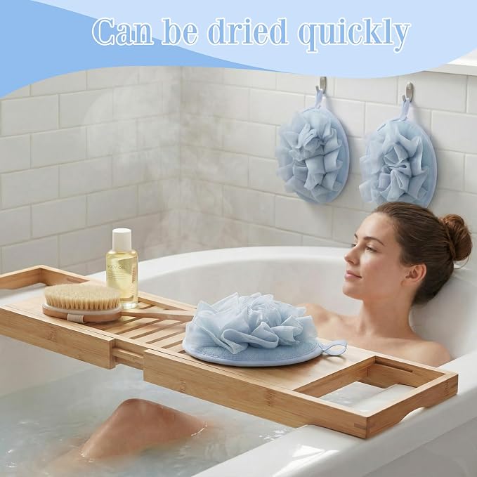 Boao 3 Pcs Bath Shower Pouf Sponge Mesh Pouf Shower Ball Exfoliating Body - Image 4