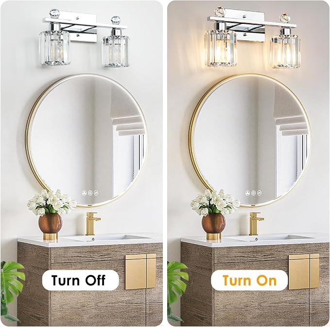 2-Light Silvery Bathroom Light Fixtures, Modern Bathroom Vanity Lights Fixture - Image 4