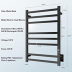 8-Bar Electric Heated Towel Warmer, Fast Heating - Image 6