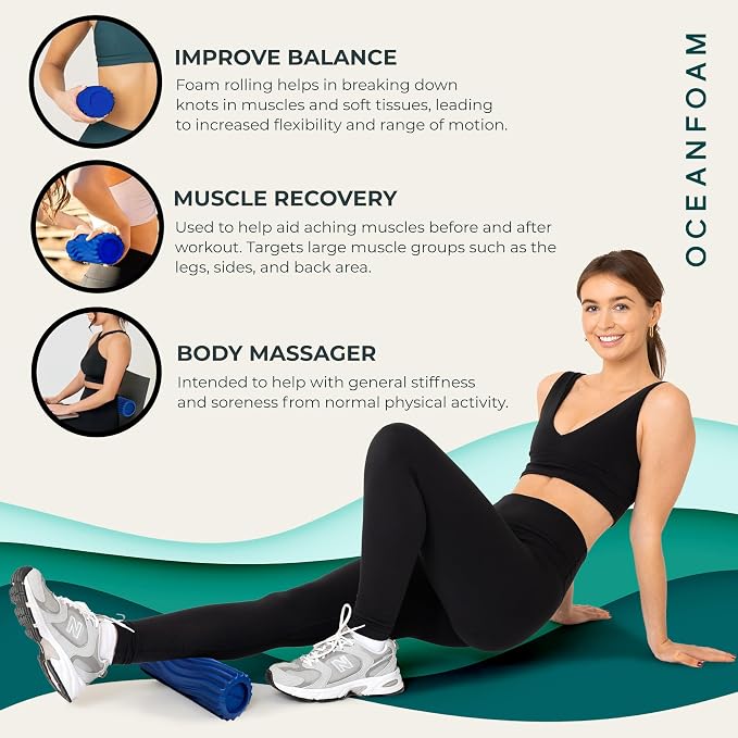 Oceanfoam Ripple Travel Foam Roller Firm Mini Foam Roller - Image 6