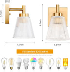 OCIOC Gold Hardwired Wall Sconces Set of Two, Modern Glass Wall Lights - Image 3