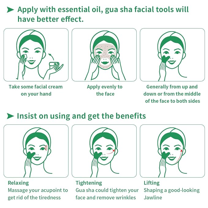 Gua Sha Facial Tools, Natural Jade Guasha Tool - Image 5