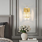 PRESDE Single Crystal Wall Sconce, Modern Gold Vanity Light Fixture, 1-Light - Image 4