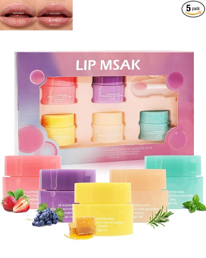 Lip Sleeping Mask Set-5 Pcs Moisturize & Nourish Lip Balm, Repair by LYSdefeu