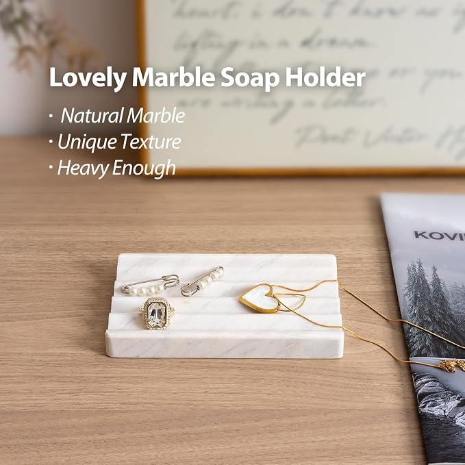 2 Pcs Soap Holder for Bathroom, Marble Soap Dish for Kitchen Countertop - Image 5