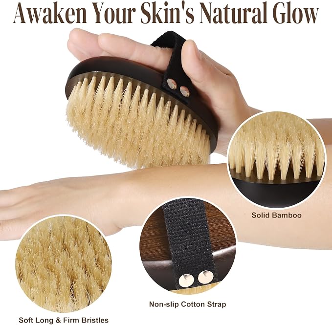 Dry Brushing Body Brush for Lymphatic Drainage, Azymi Shower Bath Brush 100% - Image 2