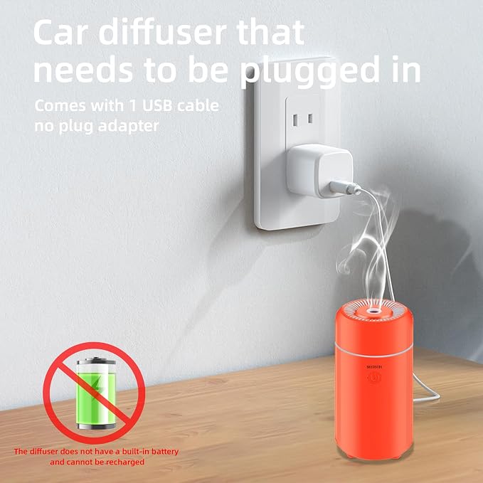 SEEDSEEL 100ML Car Essential Oil Diffuser, Mini Air Humidifier - Image 2