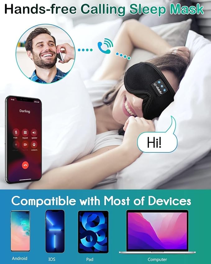 Sleep Mask with Headphones Bluetooth 5.4, LC-dolida Wireless Music Eye Mask - Image 3