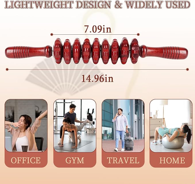 Liitrton Manual Wooden Fascia Massage Roller Trigger Points - Image 2