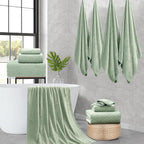 8-Piece Green Bath Towels Set, 2 Oversized Large Bath Towels Sheet, 2 Hand - Image 7