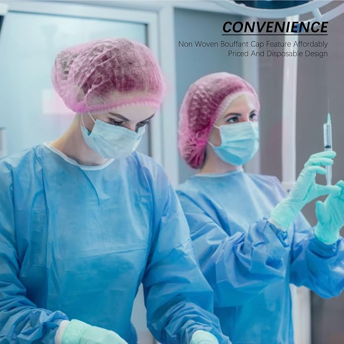 100 Pack 21" Disposable Nonwoven Bouffant Caps Hair Net - Image 6