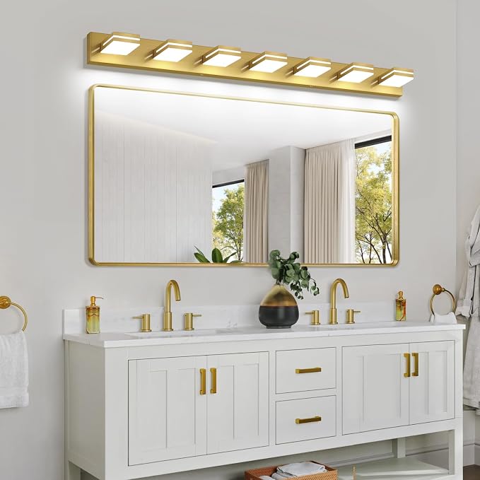 SineRise LED Modern Bathroom Vanity Light Fixtures, Brass Modern Acrylic - Image 7