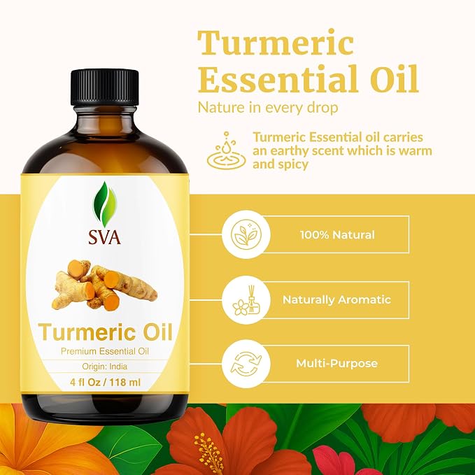 SVA Turmeric Essential Oil – 4 Fl Oz – 100% Natural Turmeric Oil - Image 2