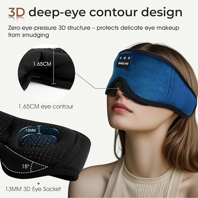 Sleep mask Headphones, 100% Blackout 3D Zero Eye Pressure Bluetooth Sleep mask - Image 3
