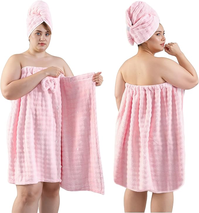 REDKISS Pink Plus Size Towel Wrap - Image 2
