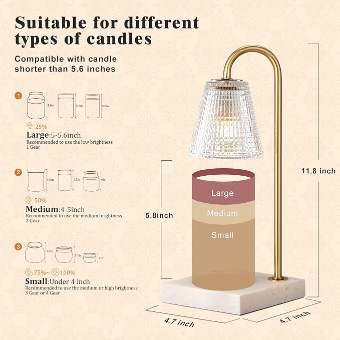 Hong-in Modern Gold and Marble Candle Warmer Lamp - Image 4