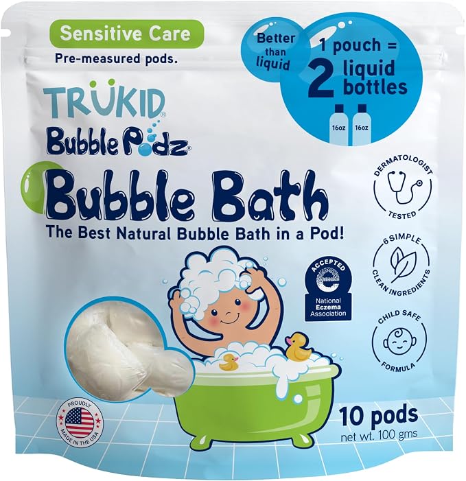 TruKid Bubble Podz Bubble Bath for Kids, & Babies, NEA-Accepted for Eczema by TruKid
