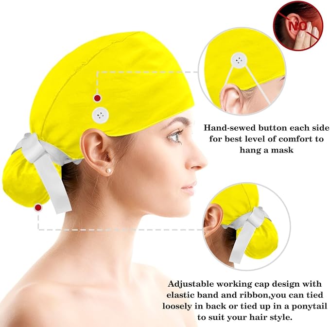 Scrub Cap with Hair Scrunchy, Ponytail Holder Surgical Cap - Image 4