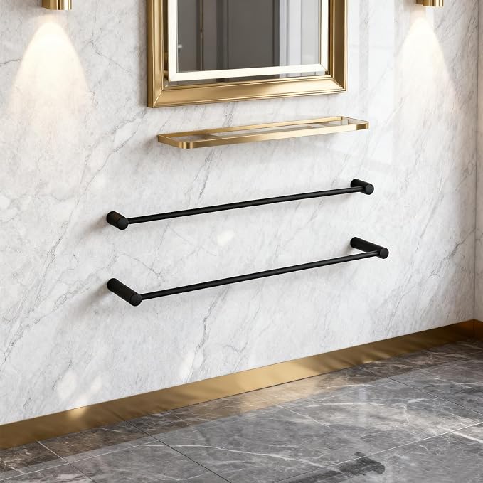 Towel Racks for Bathroom, NEWRAIN 30 inch Double Bath Towel Bar Wall Mounted - Image 6