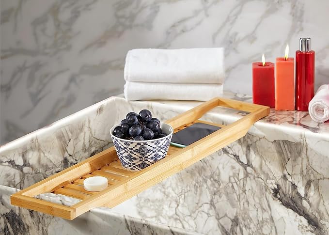 RoyalHouse Bamboo Bath Caddy Tray - Image 6