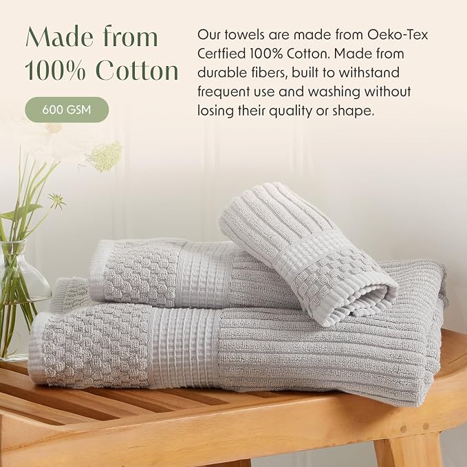 Springtree Home 100% Cotton Towel Set | 6 Piece Set | Super Soft & Absorbent - Image 7