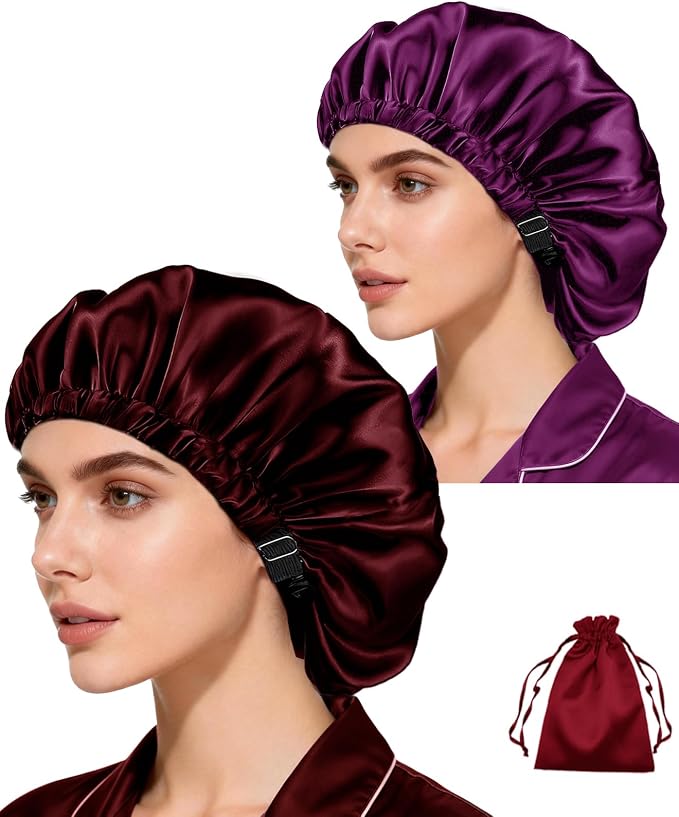 3Pcs Hair Bonnets For Sleeping Satin Bonnet For Women Silk Bonnets Womens Curly by WJingYiJia